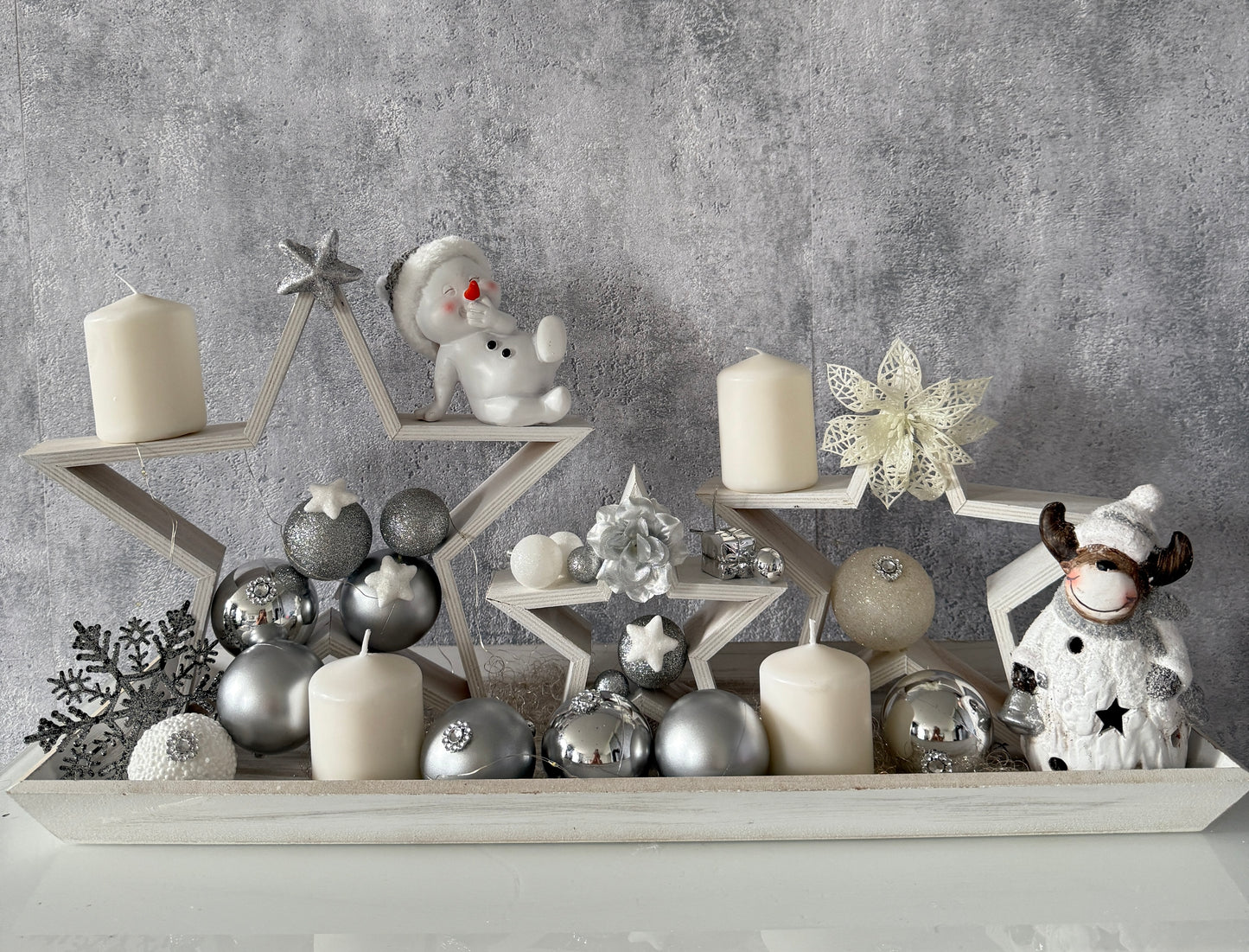 Adventskranz Stern Schneemann