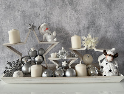 Adventskranz Stern Schneemann