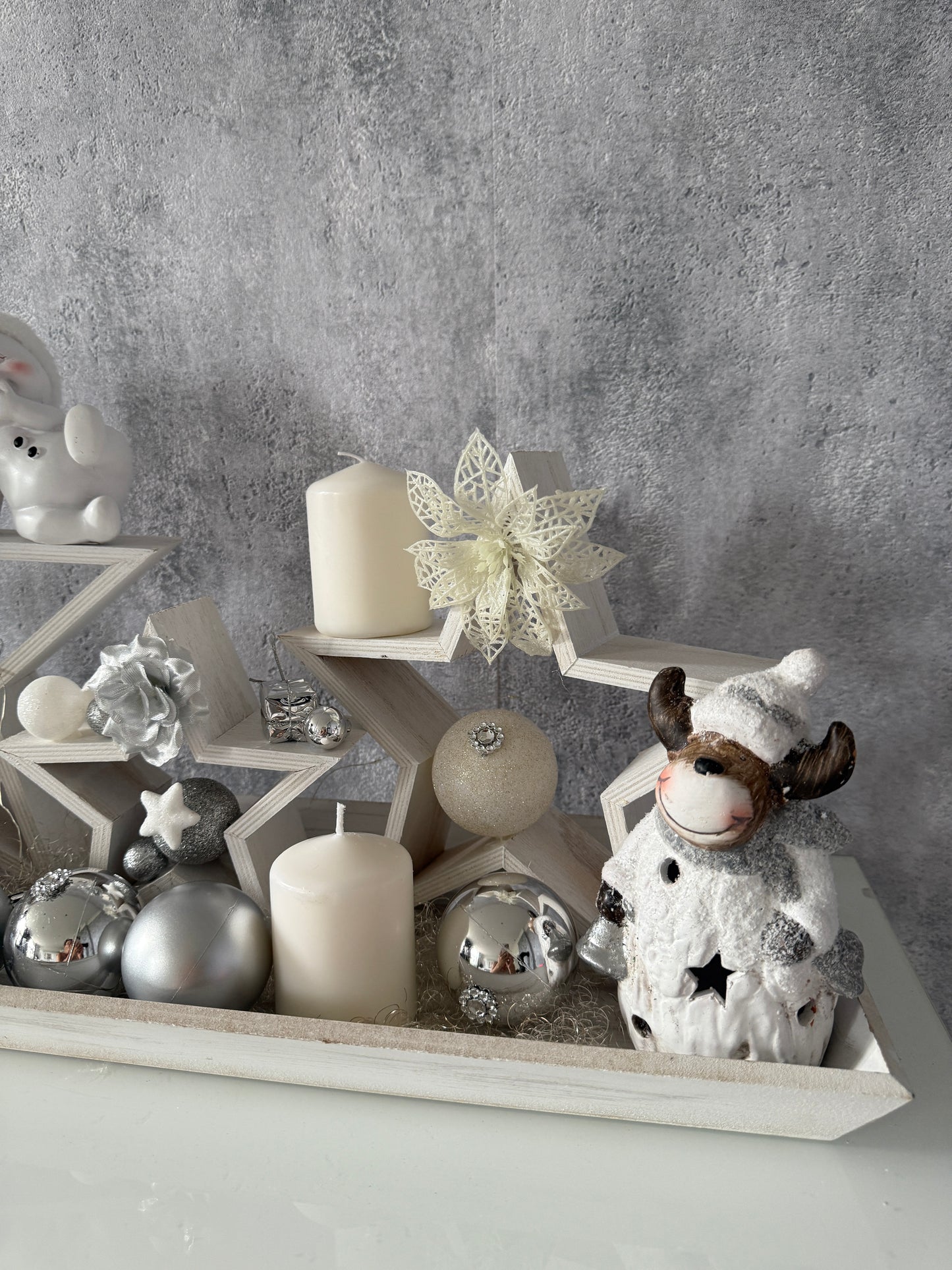 Adventskranz Stern Schneemann