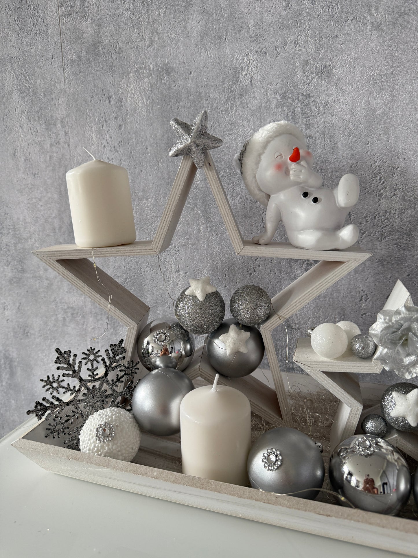 Adventskranz Stern Schneemann