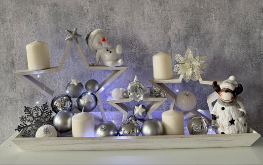 Adventskranz Stern Schneemann