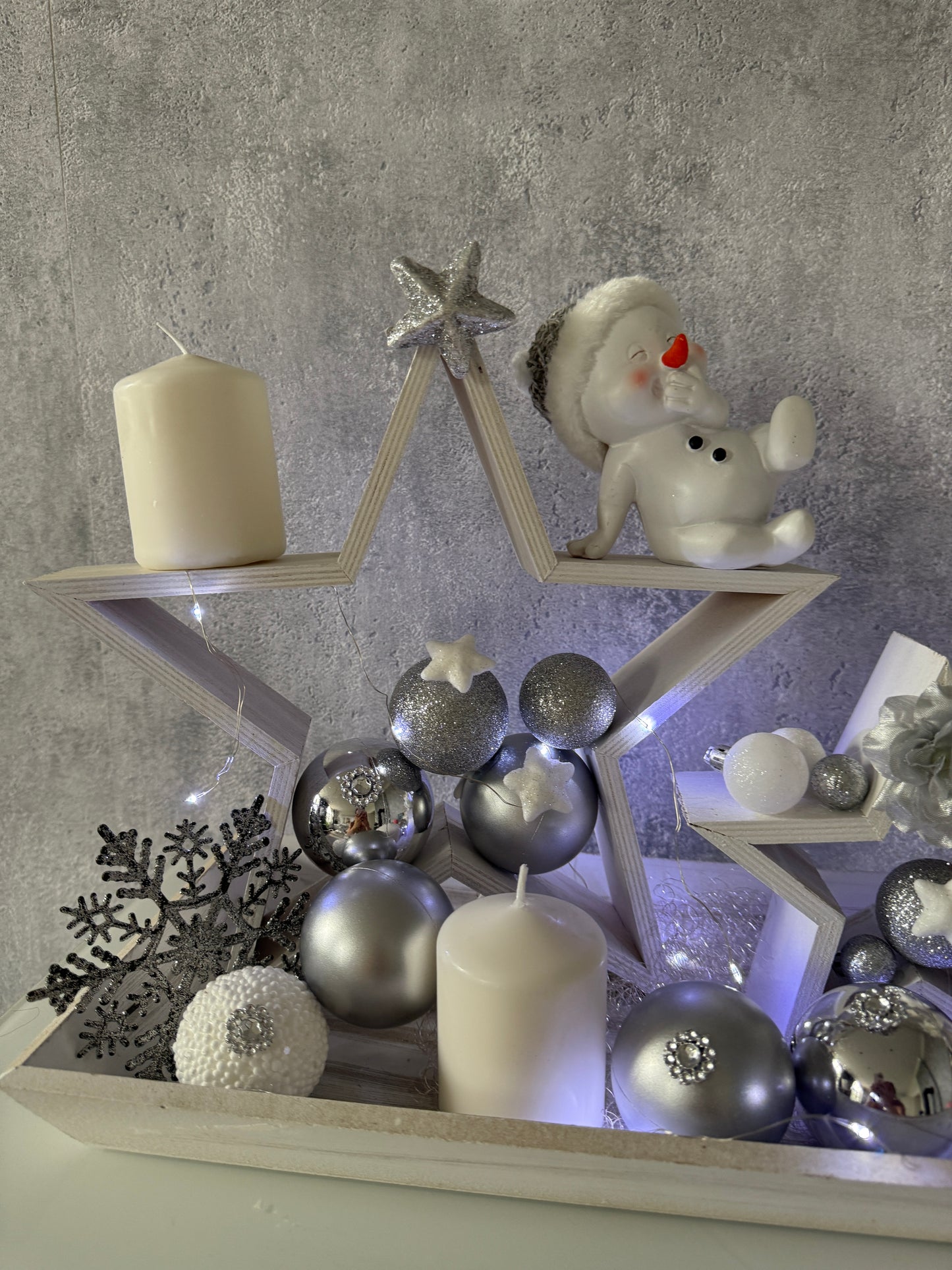 Adventskranz Stern Schneemann