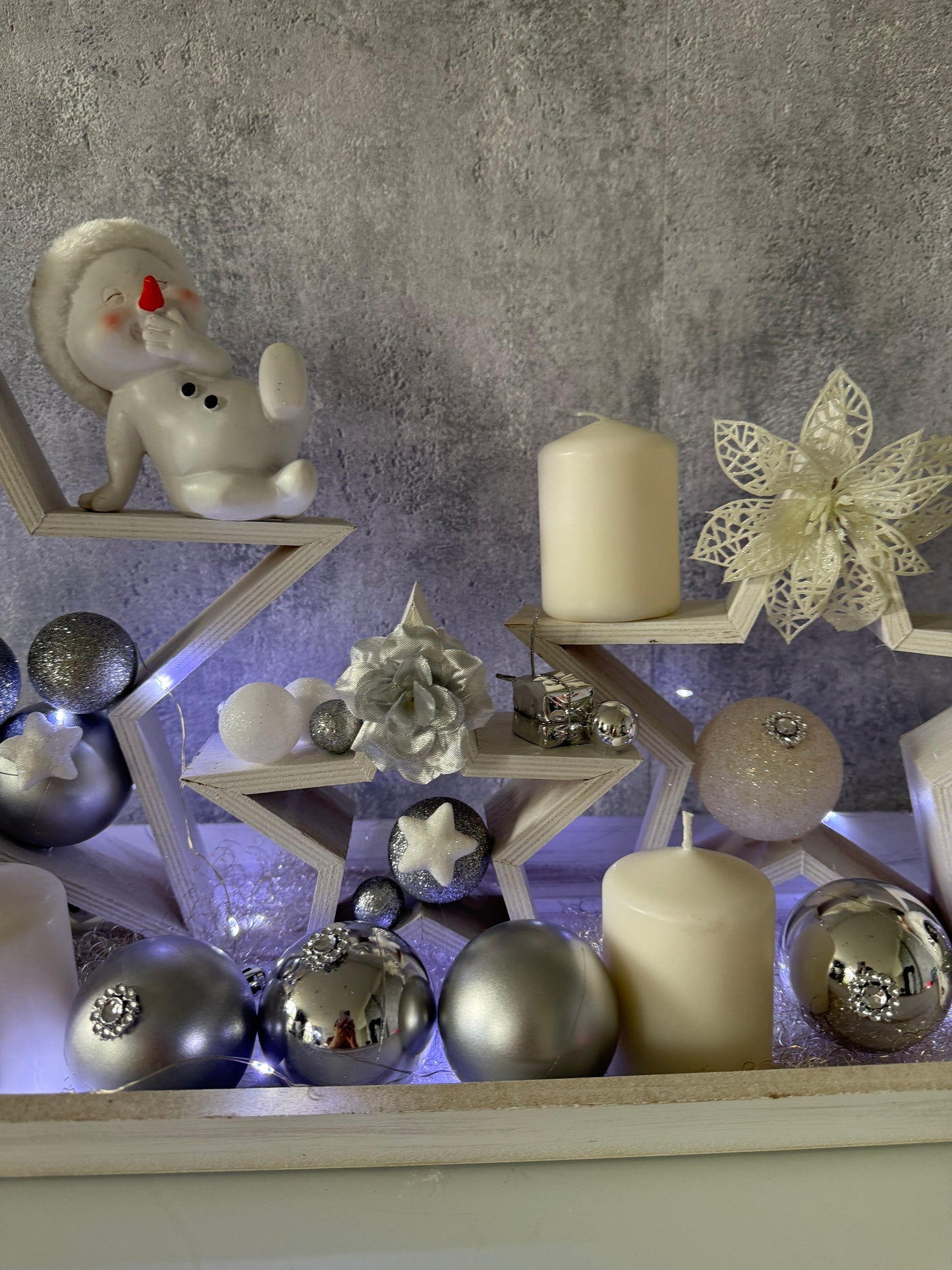 Adventskranz Stern Schneemann