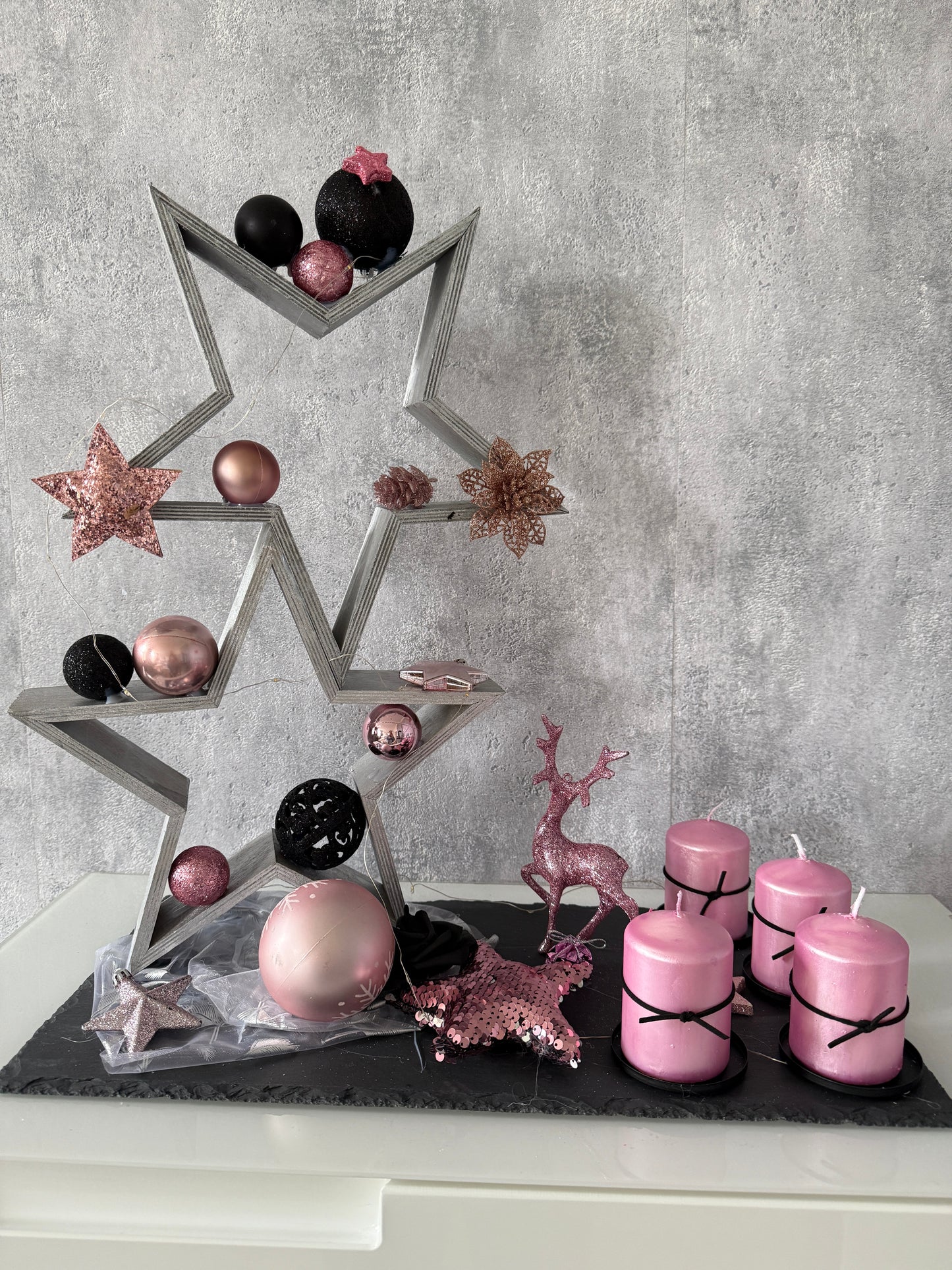 Adventskranz Star rosa