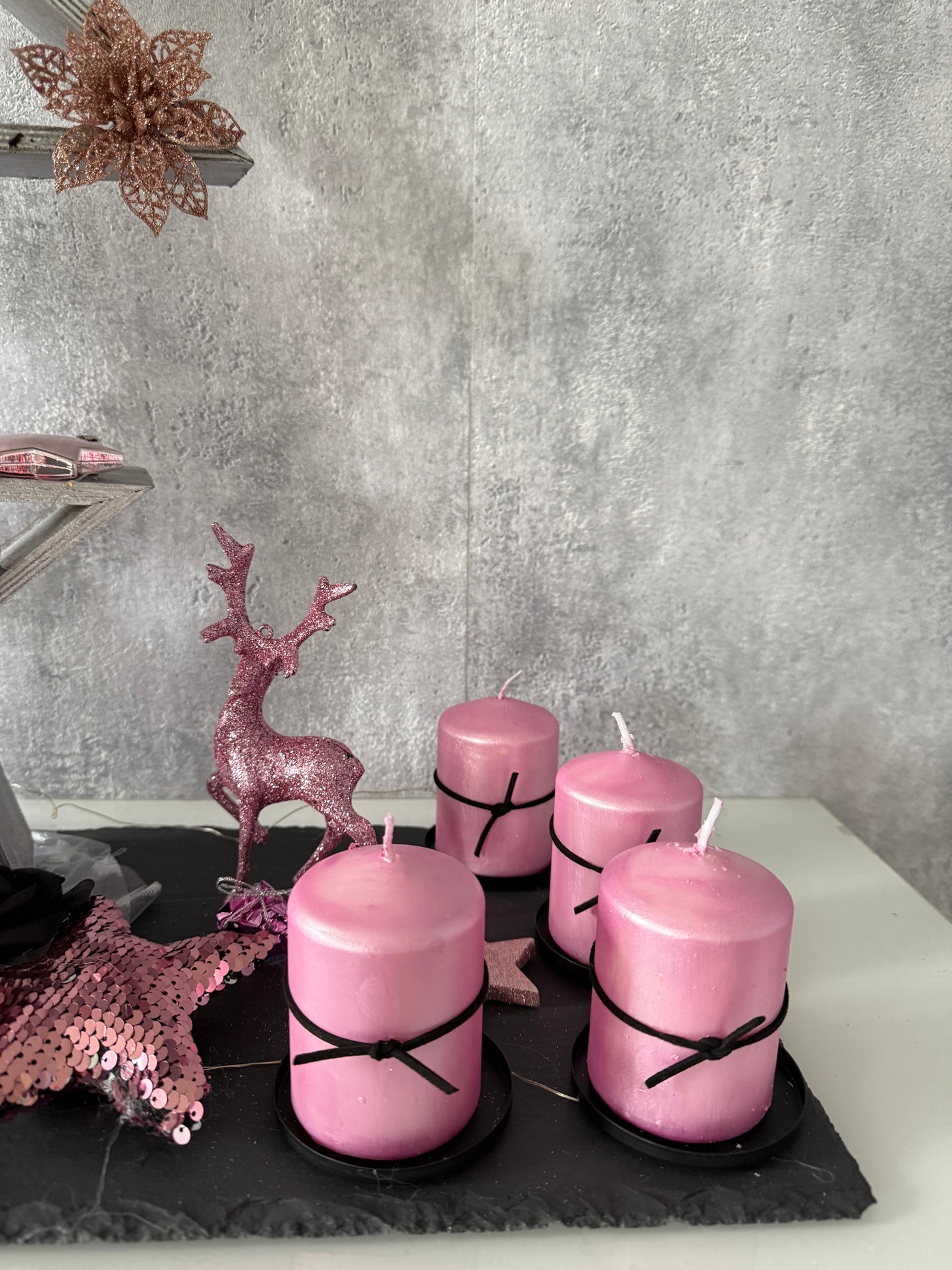 Adventskranz Star rosa