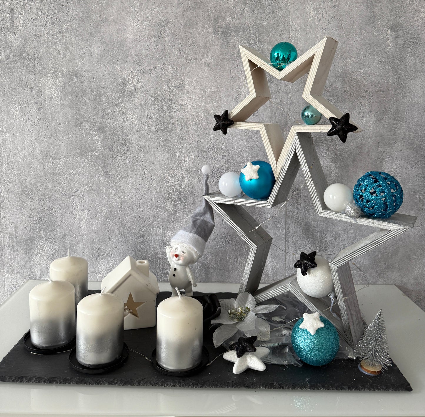 Adventskranz Star blau