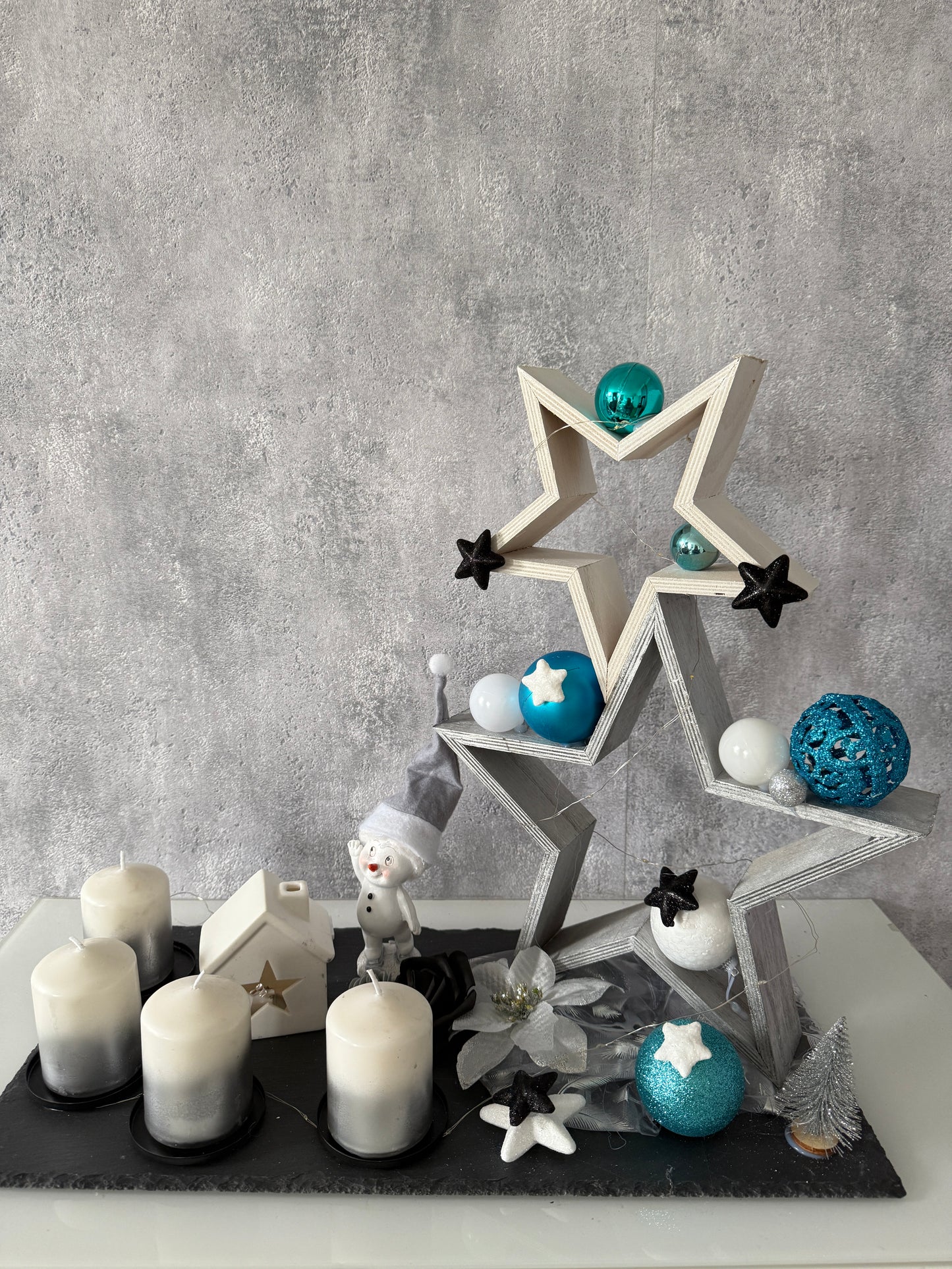 Adventskranz Star blau