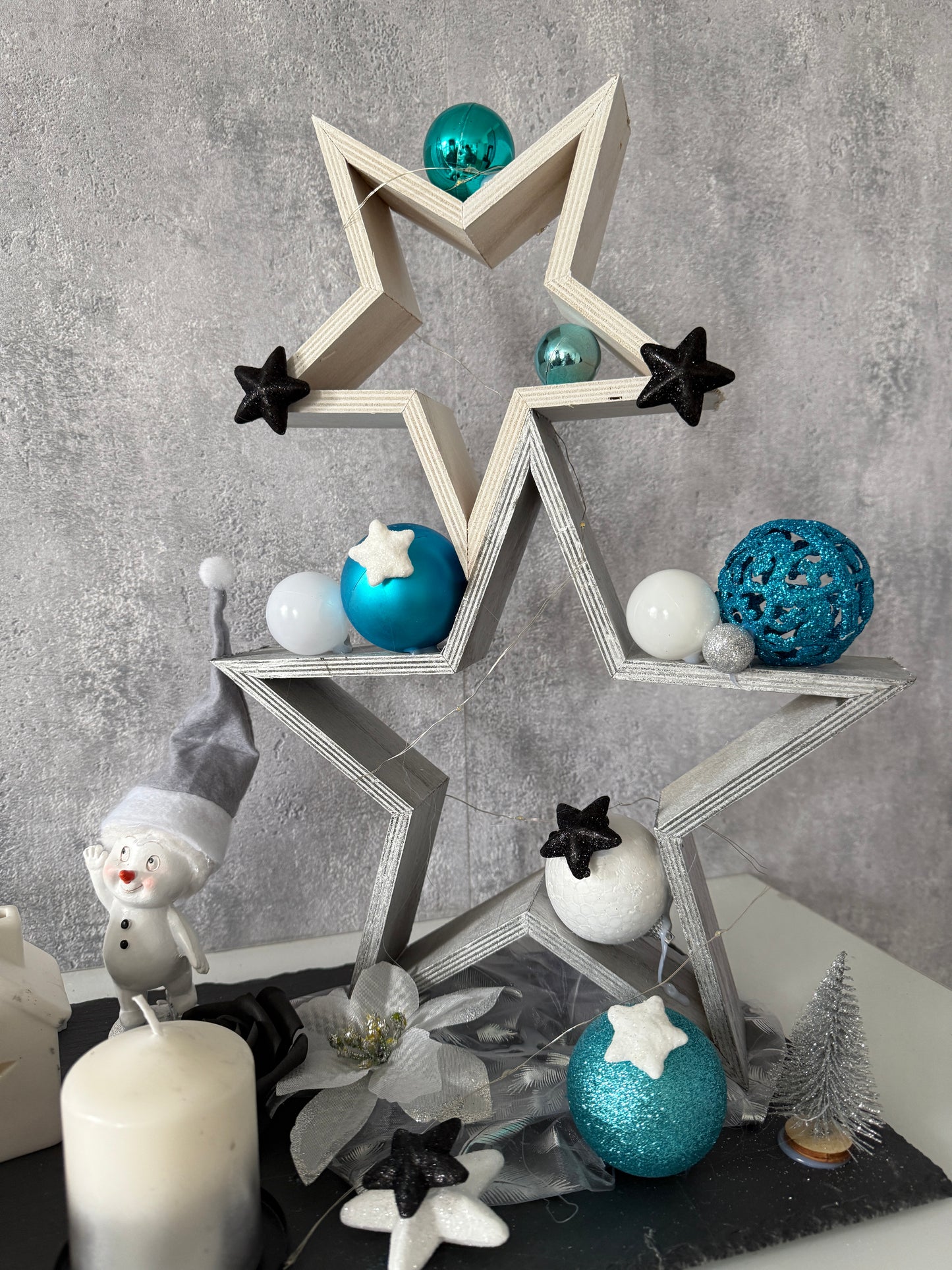 Adventskranz Star blau