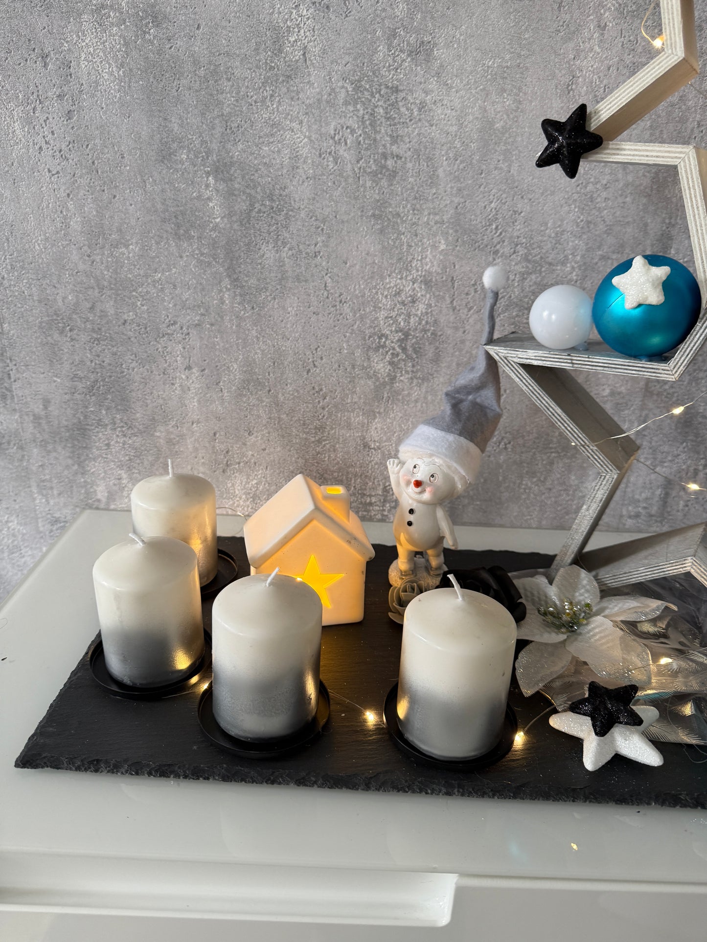 Adventskranz Star blau