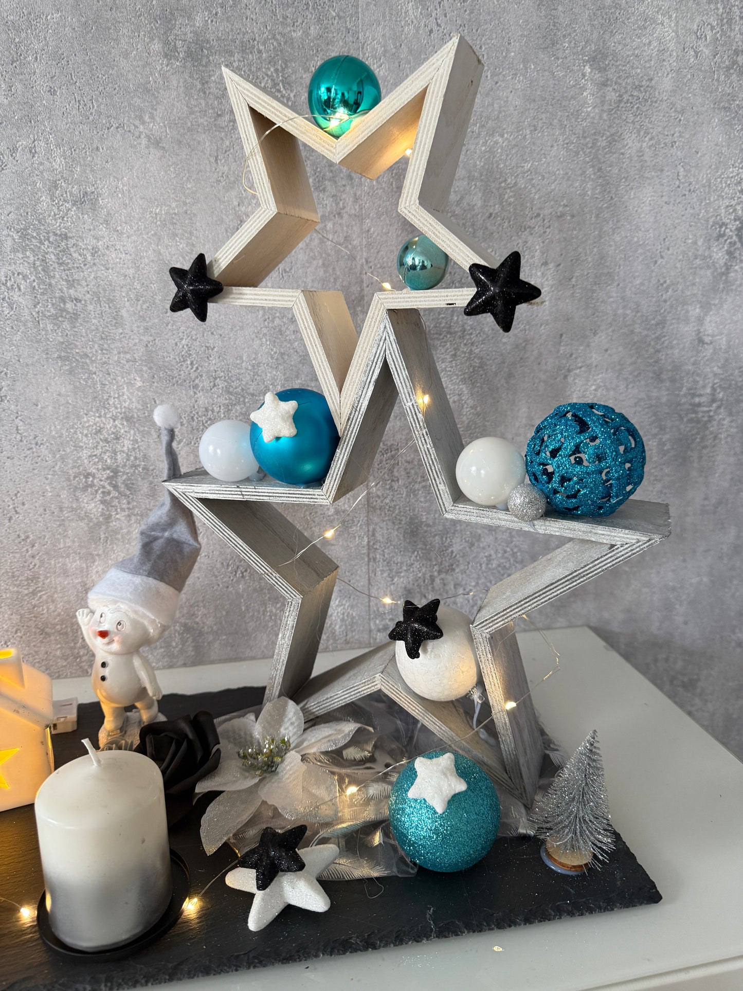 Adventskranz Star blau