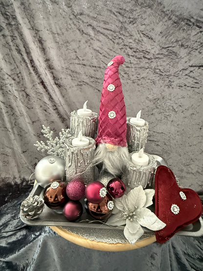 Adventskranz Wichtel rot