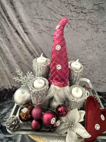 Adventskranz Wichtel rot