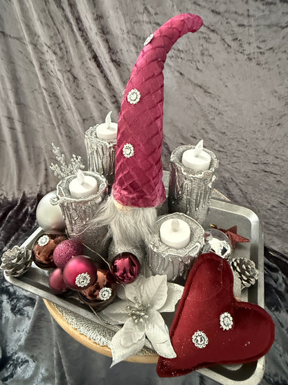 Adventskranz Wichtel rot