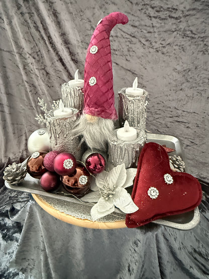 Adventskranz Wichtel rot