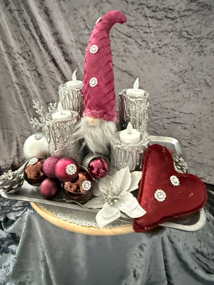 Adventskranz Wichtel rot