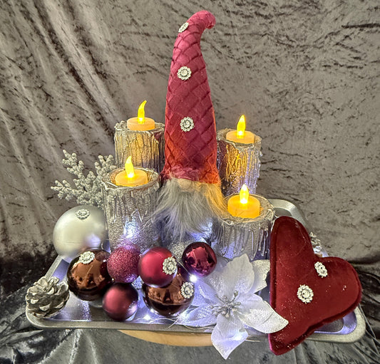 Adventskranz Wichtel rot