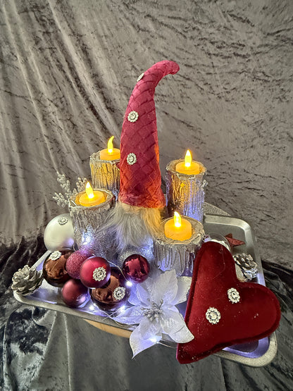Adventskranz Wichtel rot