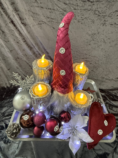 Adventskranz Wichtel rot