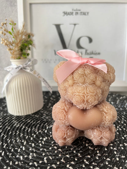 Rosenteddy Kerze groß