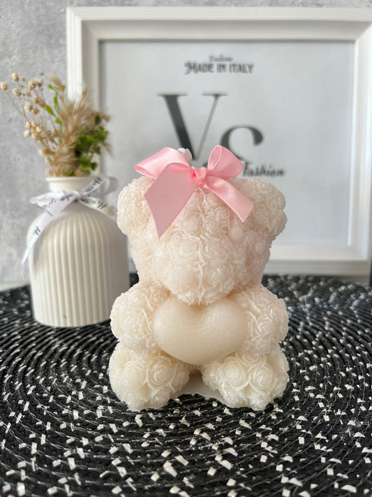 Rosenteddy Kerze groß