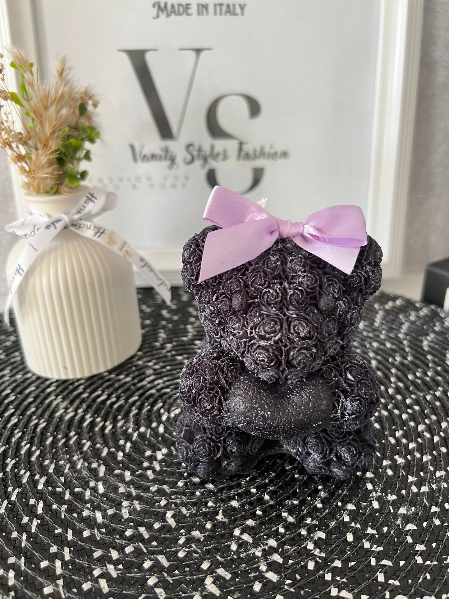 Rosenteddy Kerze groß
