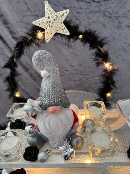 Adventskranz Schlitten weiß schwarz