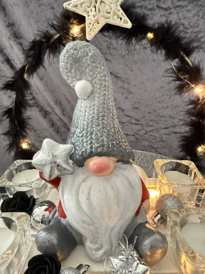 Adventskranz Schlitten weiß schwarz