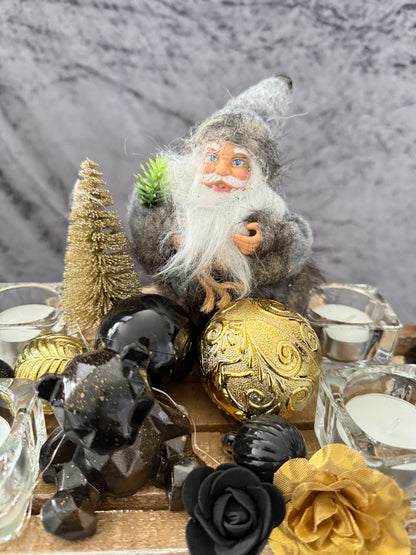 Adventskranz Schlitten gold schwarz