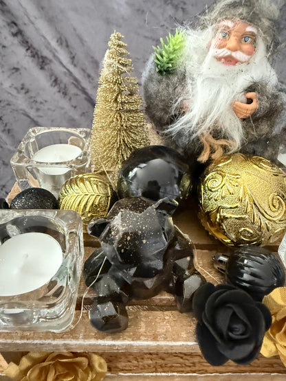 Adventskranz Schlitten gold schwarz