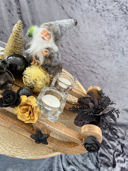 Adventskranz Schlitten gold schwarz