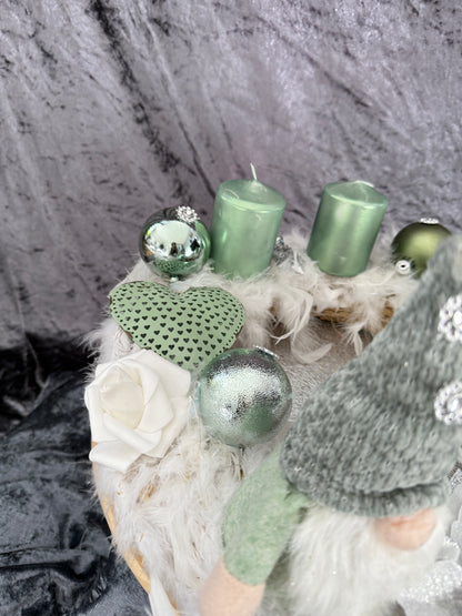 Adventskranz Federkranz weiß grün