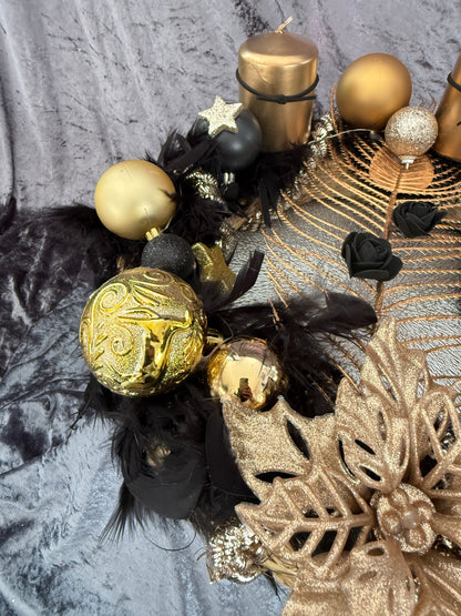 Adventskranz Federkranz Schwarz Gold