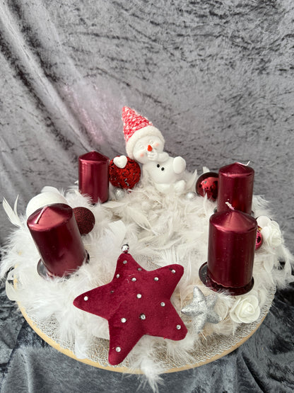 Adventskranz Federkranz rot weiß