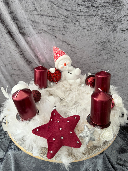Adventskranz Federkranz rot weiß