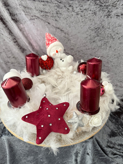 Adventskranz Federkranz rot weiß