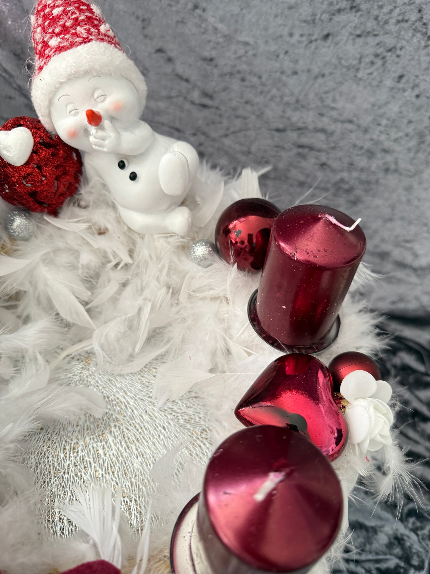 Adventskranz Federkranz rot weiß