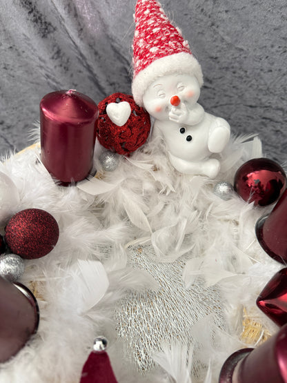 Adventskranz Federkranz rot weiß