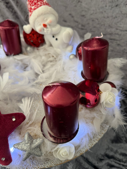 Adventskranz Federkranz rot weiß