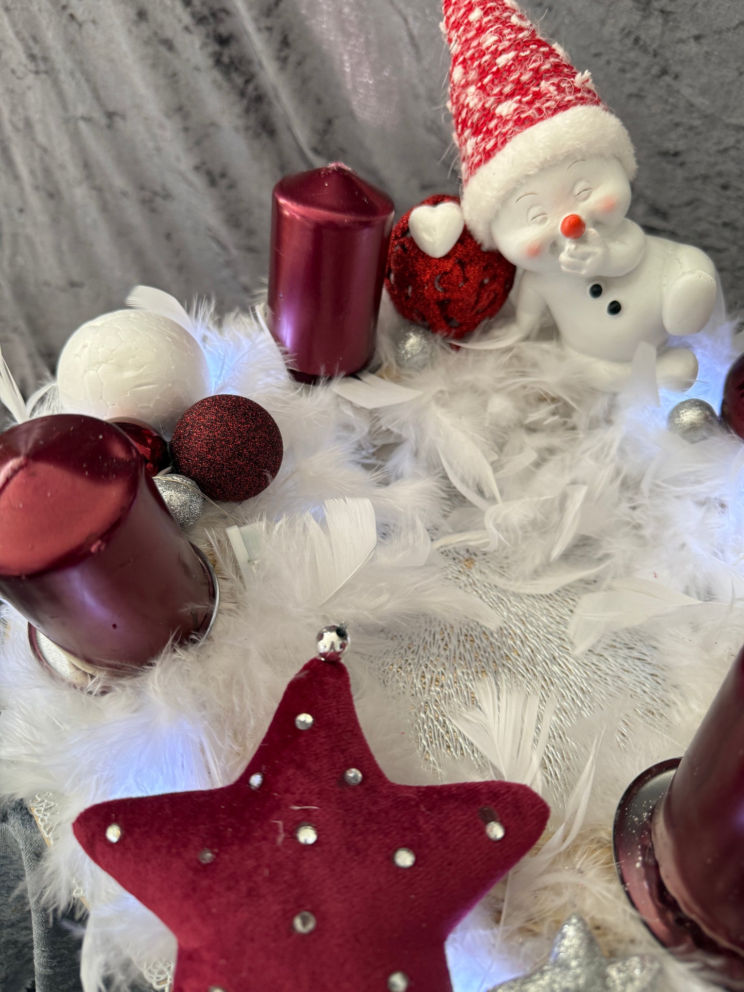 Adventskranz Federkranz rot weiß