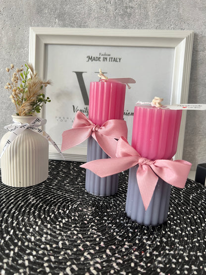 Streifen Säulenkerzen Set