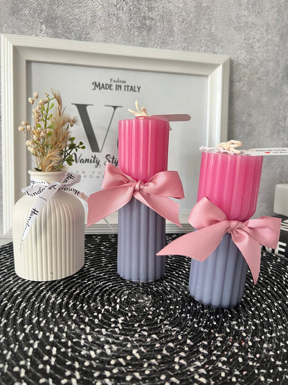 Streifen Säulenkerzen Set