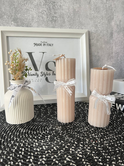 Streifen Säulenkerzen Set