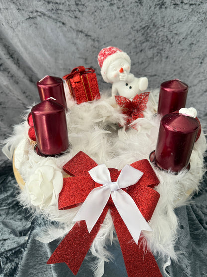 Adventskranz Federkranz rot weiß