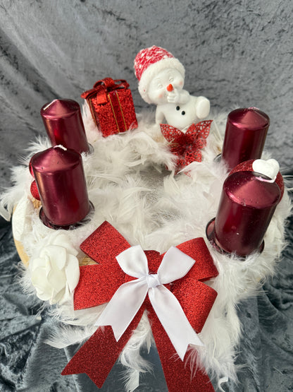 Adventskranz Federkranz rot weiß