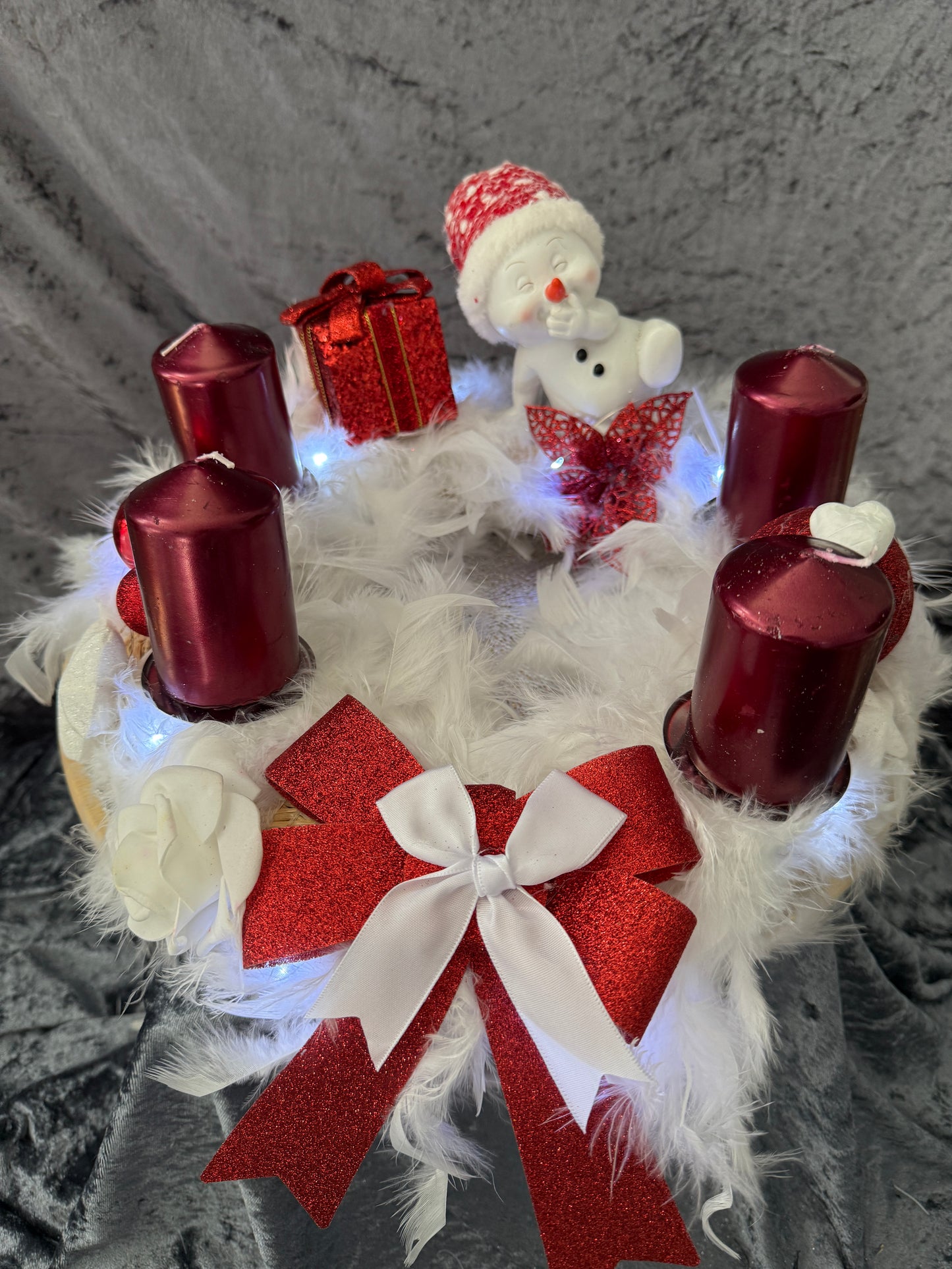 Adventskranz Federkranz rot weiß