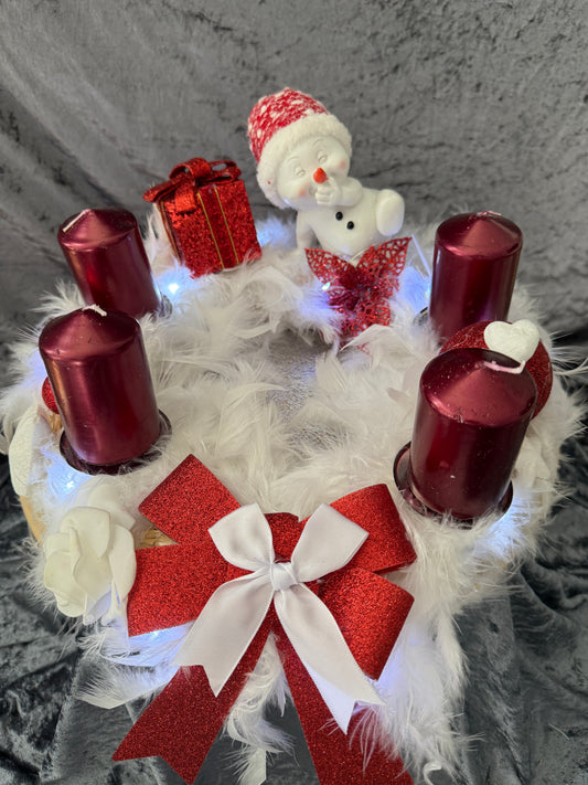 Adventskranz Federkranz rot weiß