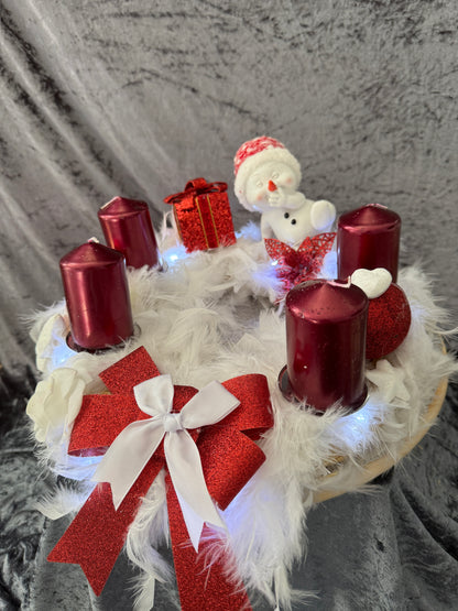 Adventskranz Federkranz rot weiß