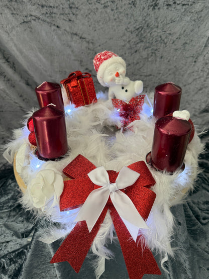 Adventskranz Federkranz rot weiß