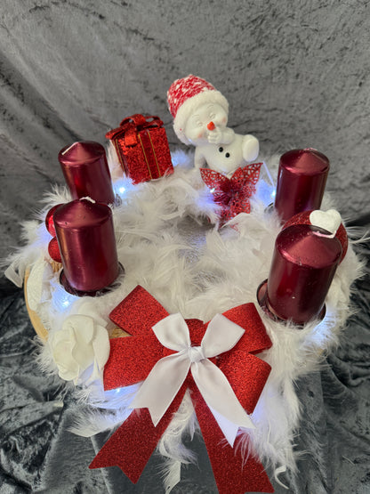 Adventskranz Federkranz rot weiß