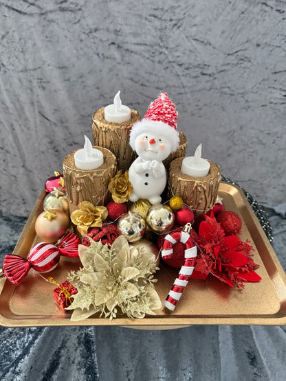 Adventskranz rot gold